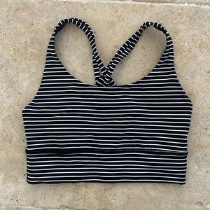 GUC Lululemon long-line sport bra, black /white strip w/ pads